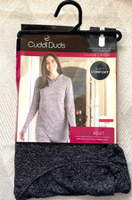 Cuddl Duds Black Gray SZ S Long Sleeve Tunic Hoodie With Thumbholes Soft Knit