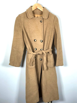 Ullmann Camel Hair Double Breasted Belted Trench Coat Women's 6 / Small Beige