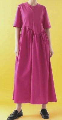 COS CERISE PINK OVERSIZE ASYMETRIC WAIST MIDI MAXI DRESS SIZE XS