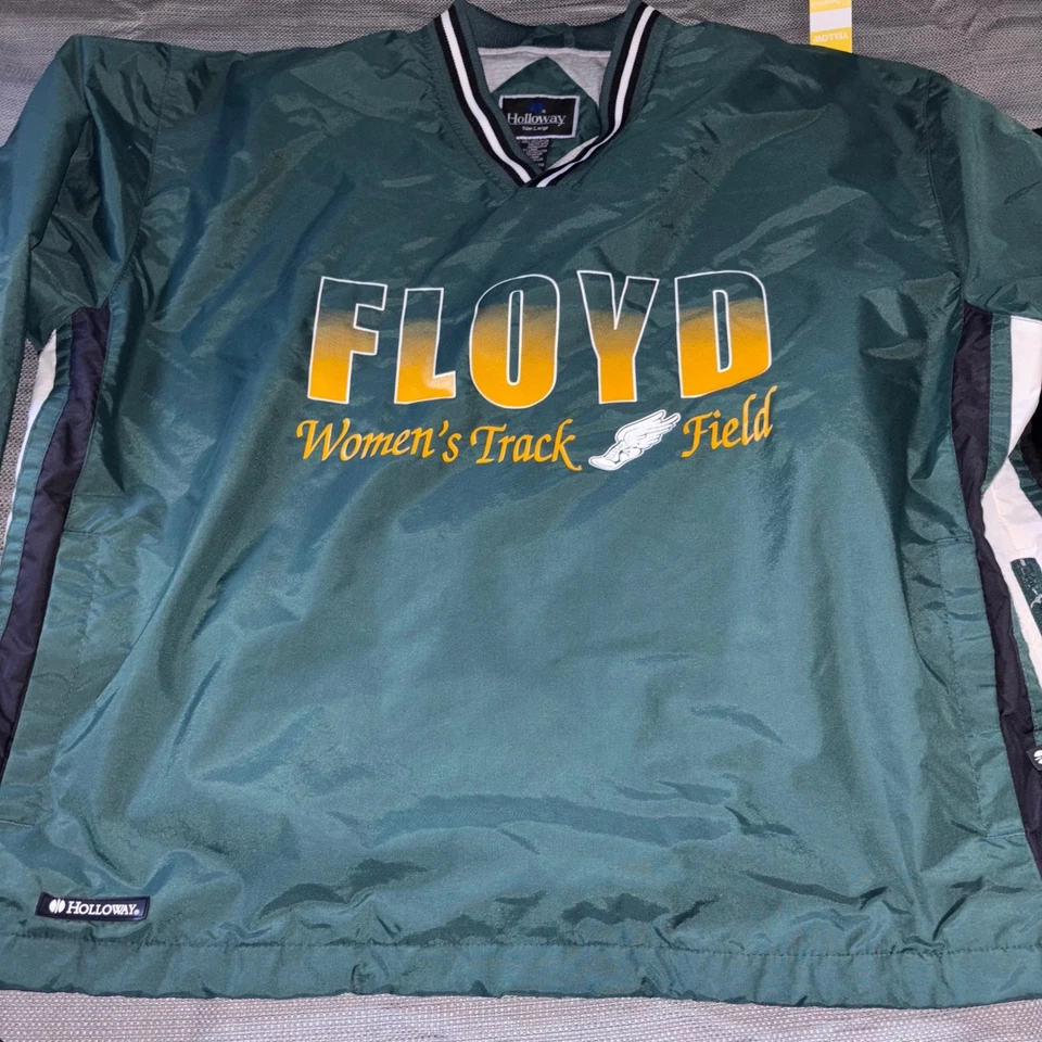 Holloway Floyd женщин трек поле пуловер куртка зеленый большой V шеи - Изображение 2 из 4