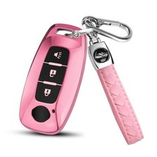 for Nissan Key Cover,3 Black Buttons TPU Key Case with 3 Buttons 3-pink