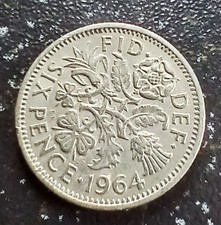 1964 Queen Elizabeth II Sixpence