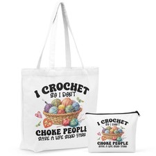 Crochet Knitting Supplies Canvas Tote Bag Makeup Bag Set, Crochet Accessories...