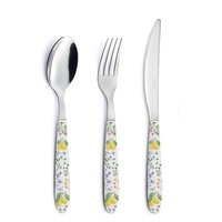 18 Tlg. Besteckset Fleurs Et Citrons Zitronen Stahl + Kunststoff Easy Life