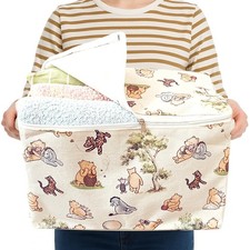 Sweet Baby Co. Classic Winnie Pooh Storage Nursery Basket With Zipper Cover L...