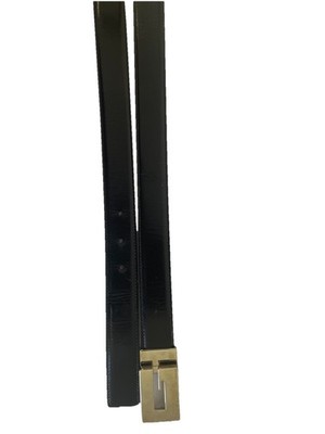 AS# Gucci Black Leather G Buckle Belt Made in Italy Men display picture 3