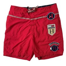 Tommy Hilfiger Swim Trunks Board Shorts Vintage Y2K Patches Red Preppy XL