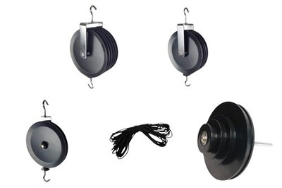 Pulley Kit, Plastic, 4 Pulleys with Nylon Cable