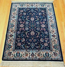 Authentic Karastan #700-747 Indigo Tabrizz Wool Pile Rug 4'3" x 6' Excellent