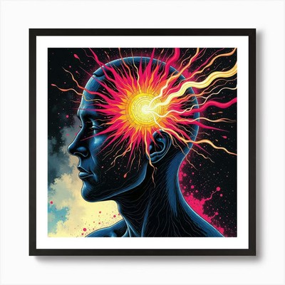 Man's Head 1 Kunstdruck gerahmt Wandbild Poster Leinwanddruck Bild