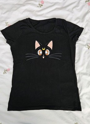 Sailor Moon T-Shirt   Luna   schwarz   Größe M (fällt sehr eng aus / eher S)