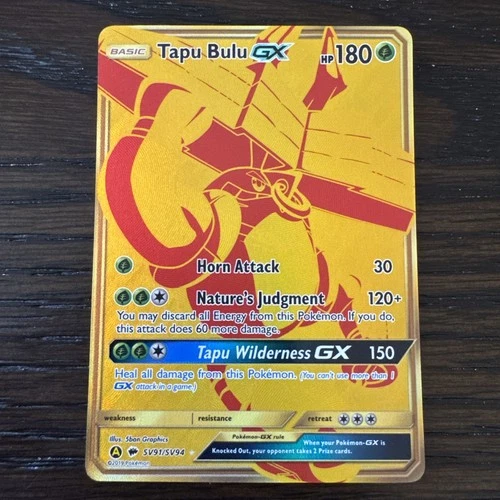 Pokémon TCG Tapu Bulu GX Hidden Fates Holo Gold Secret Rare Card SV91/SV94