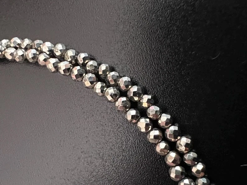 2-3 мм A ++ черный пирит граненый круглый драгоценных камней бисер ожерелья 18'' мужчин и женщин - Изображение 4 из 4