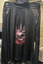 BNWOT Gothic Ladies Lace Panel skull top Size 3XL Size 20-22 Approx