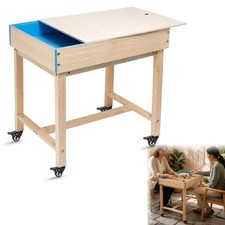 Wooden Sandtrays Table with Wheels, Sand Tray Therapy Kit Includes Stand