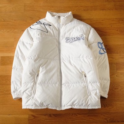 Shady Ltd Puffer Jacket White Embroidered Logo Size L Winter Streetwear Hip-Hop