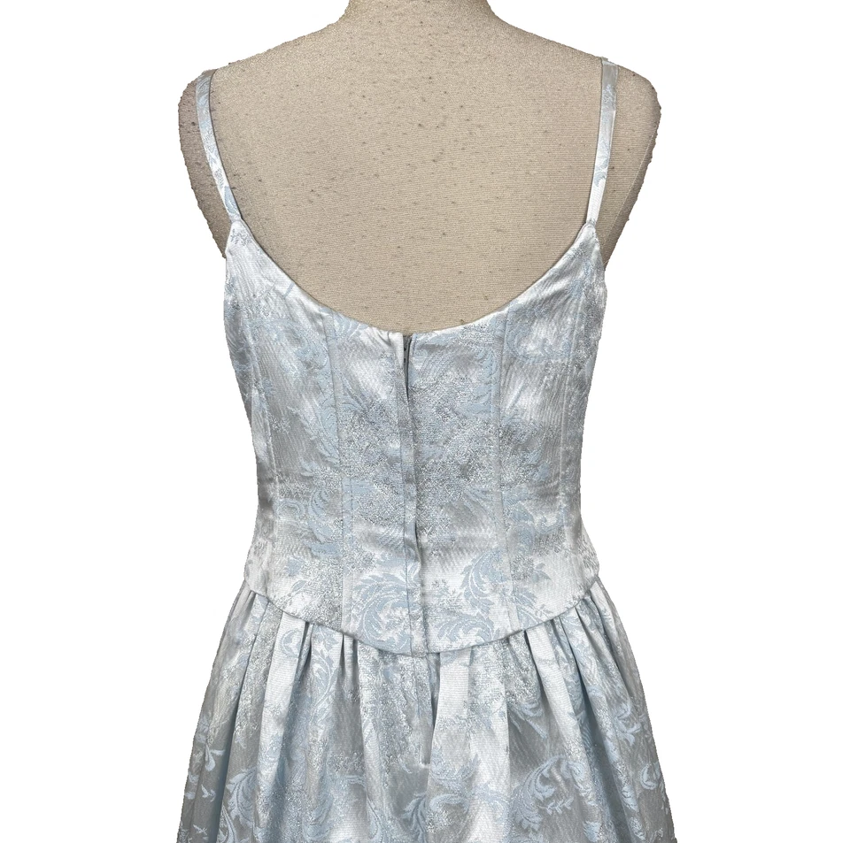 Vtg Jessica McClintock Gunne Sax Dress Womens 11/12 Brocade Gown Bridgerton Blue - Image 4 of 4