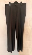 Women Grey Pleated Dress Pants Straight Leg Solid Woven Polyester 36W L