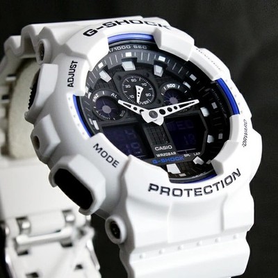 CASIO G-SHOCK GA-100B-7A Weiß Analog Digital Big Face Uhr Stoßfest