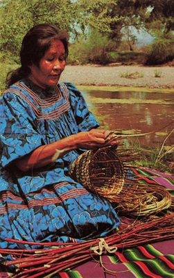 #ad Postcard AZ Apache Basket Weaver Artisans Cultural Tradition Native American $5.49