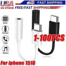 USB-C Type C to 3.5mm AUX Headphone Jack Adapter Lot For iPhone 16/Android Phone