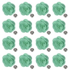 16Pcs Lapel Flowers for Men Suits 2" Handmade Fabric Flower Brooch, Green