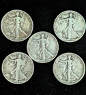 Walking Liberty Half Dollar - LOT OF 5 - 90% Silver Vintage Coins