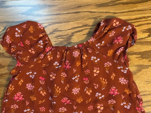 Little Girls Size 8 JUMPING BEANS Raglan Flutter Rust Floral Top - Picture 8 of 8