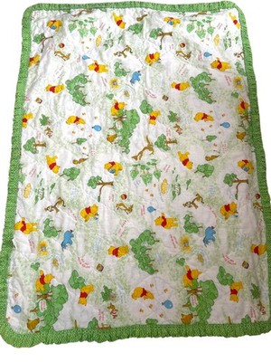 VTG 1985 Sears Winnie The Pooh Hundred Acre Woods Quilted Baby Crib Blanket
