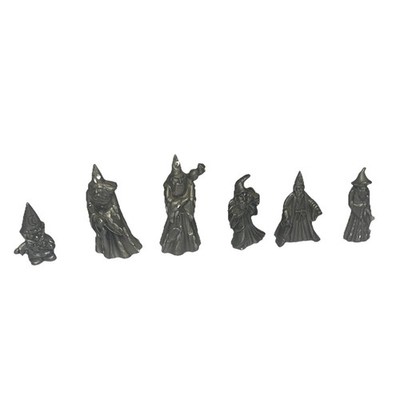 Cuteri Vintage Pewter Dragon Wizard Figurines Lot Of 6 Fantasy Medieval 
