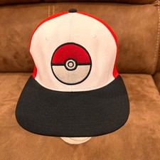 Pokemon Poke Ball Baseball Snapback Hat Red White OSFM NEW