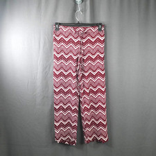 Womens Pants Large Burgundy Chevron Wide Leg Flowy Artsy Indie Boho Statement