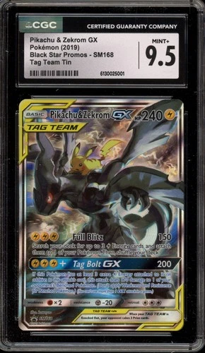 Pokemon Pikachu & Zekrom GX Tag Team Tin Black Star Full Art Promo SM168 CGC 9.5