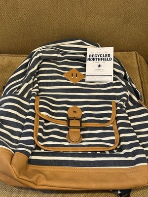 POTTERY BARN TEEN RECYCLED NORTHFIELD STRIPE BACKPACK NAVY  display picture 2
