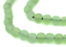 Green Aqua Frosted Sea Glass Beads 9mm Round Large Hole 24 Inch Strand