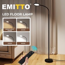 Emitto LED Floor Lamp Dimmable Standing Reading Light Remote Control Black 12W