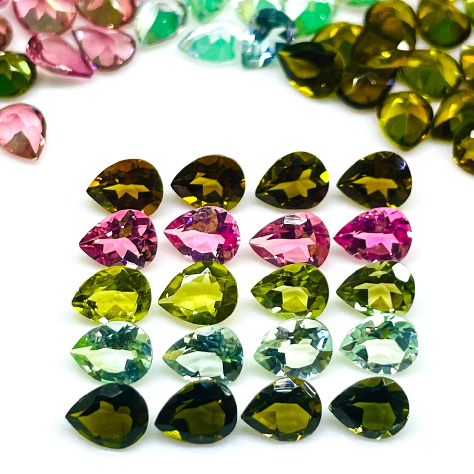 VVS 20 Pcs Natural Multi Tourmaline 5x4mm Pear Cut Loose Gemstones Lot 6.00 Cts - Image 2 of 4