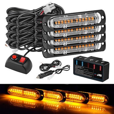 4X12 LED Auto Frontblitzer Blitzlicht Warnleuchte LKW Strobe Licht 12V DRL DHL