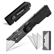 WORKPRO Folding Utility Knife Quick Change Box Cutter with 10PC Extra SK5 Blades
