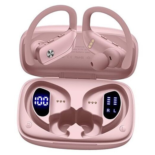 bmani Wireless Earbuds Bluetooth Headphones 48hrs Play Back Sport Pink