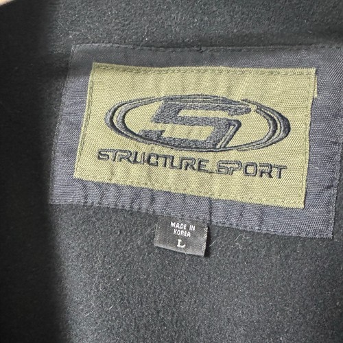 Structure Sport Jacket PU-Coat Nylon Weather Resistant insulated Men L Green VTG - Picture 13 of 14