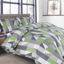 Geometric Polycotton Duvet Set Triangle Rectangle Orange Yellow Blue Bedding