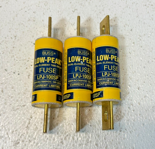 Lot of 3 BUSS Low-Peak LPJ-100SP Fuses