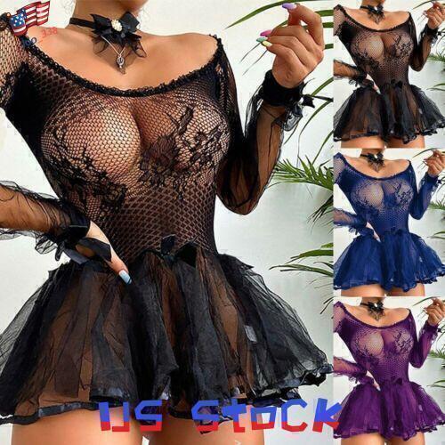 Sexy Women See Through Lingerie Sleepwear Lace Dress Underwear Nightwear Gifts - Picture 1 of 13