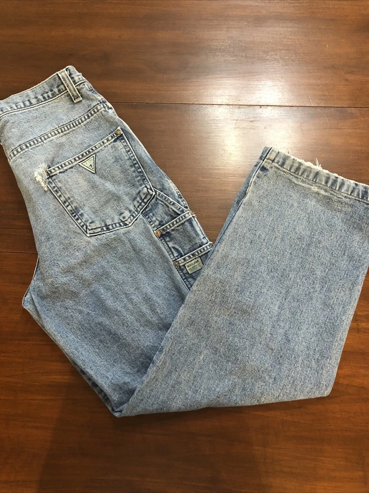 Vintage 90's Guess 10194-32 Carpenter Jeans, Baggy Wide Leg - 34x 32 Y2K Skater - Image 3 of 4