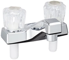 EZ FLO Non Metallic Lavatory Faucet 2 Handle Chrome Bathroom Sink Faucet