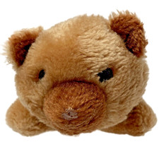 Vintage 1985 Dakin Tiny Teddy Bear Plush Stuffed Animal 6" Brown Lying on Tummy