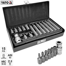 15-tlg Schraubendreher Bitsatz Torx mit Loch Bohrung Bits Set Ratschen Satz