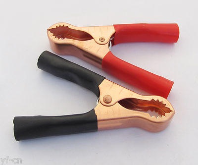 100pcs R+B 80mm 50A Crocodile Alligator Car Battery Insulated Test Clip Clamp