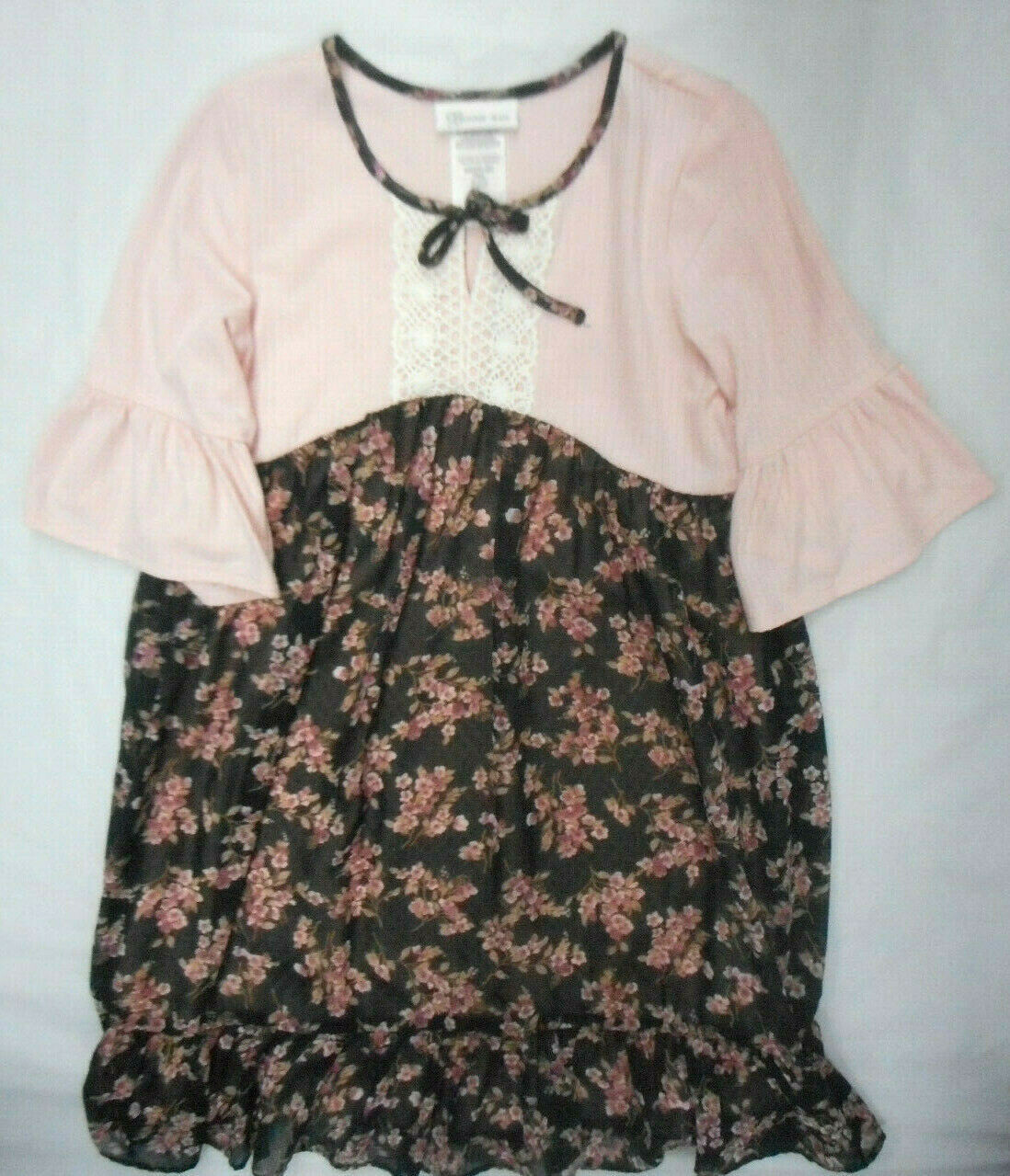 Robe Fille Bonnie Jean Rouge à Fleurs - Taille 8 (Girl's) - Manches 3/4 - Occasion Très Bon état
